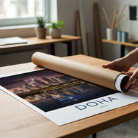Doha Poster - Qatar Art Print - Modern City Reflections Gallery Art