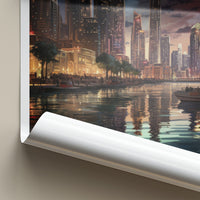 Doha Poster - Qatar Framed Print - Dusk City Marina Gallery Art