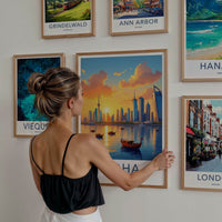 Doha Poster - Qatar Framed Print - Vibrant Sunset Panorama Framed Decor