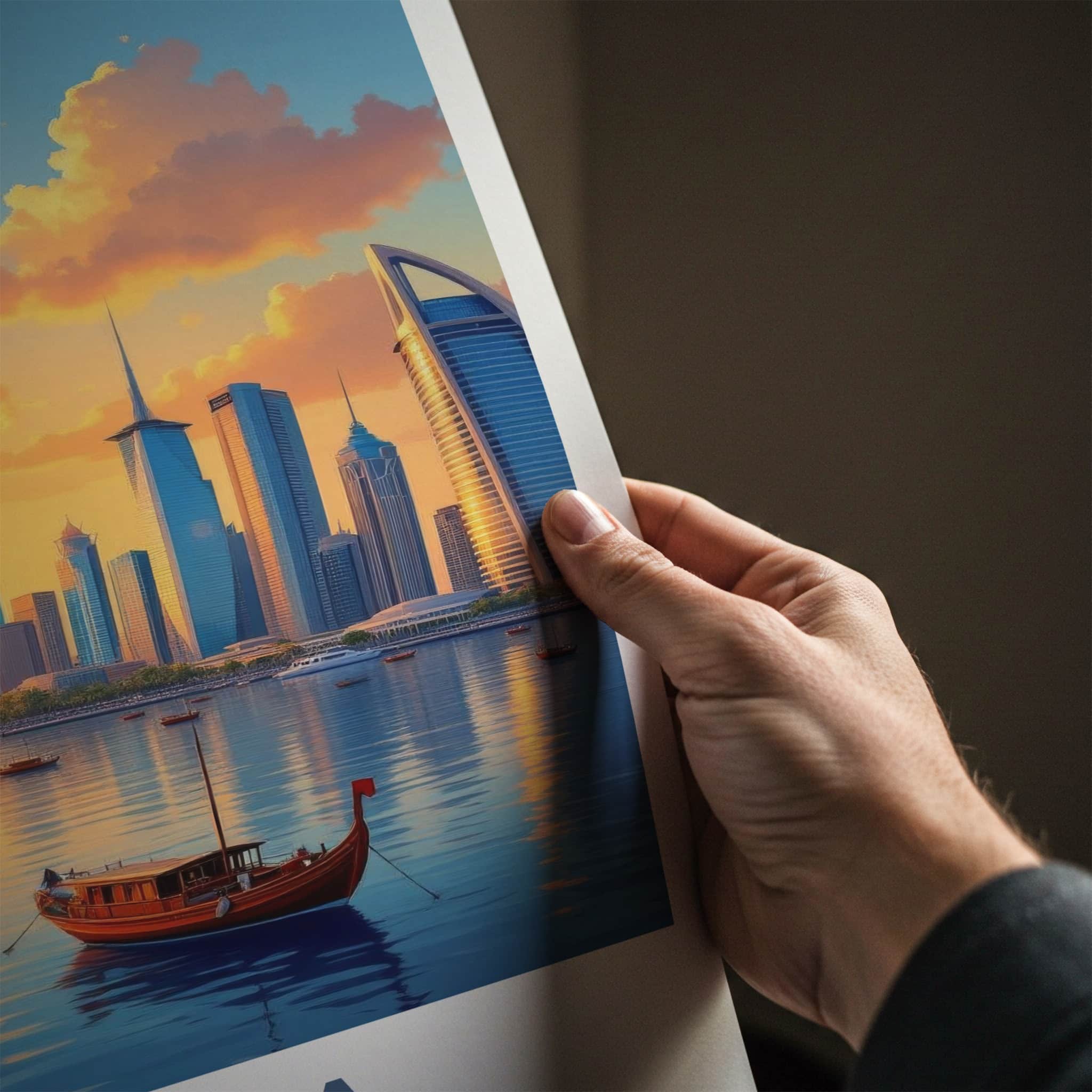 Doha Poster - Qatar Framed Print - Vibrant Sunset Panorama Framed Decor