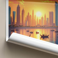 Doha Poster - Qatar Travel Art - Golden Sunset City Home Decor