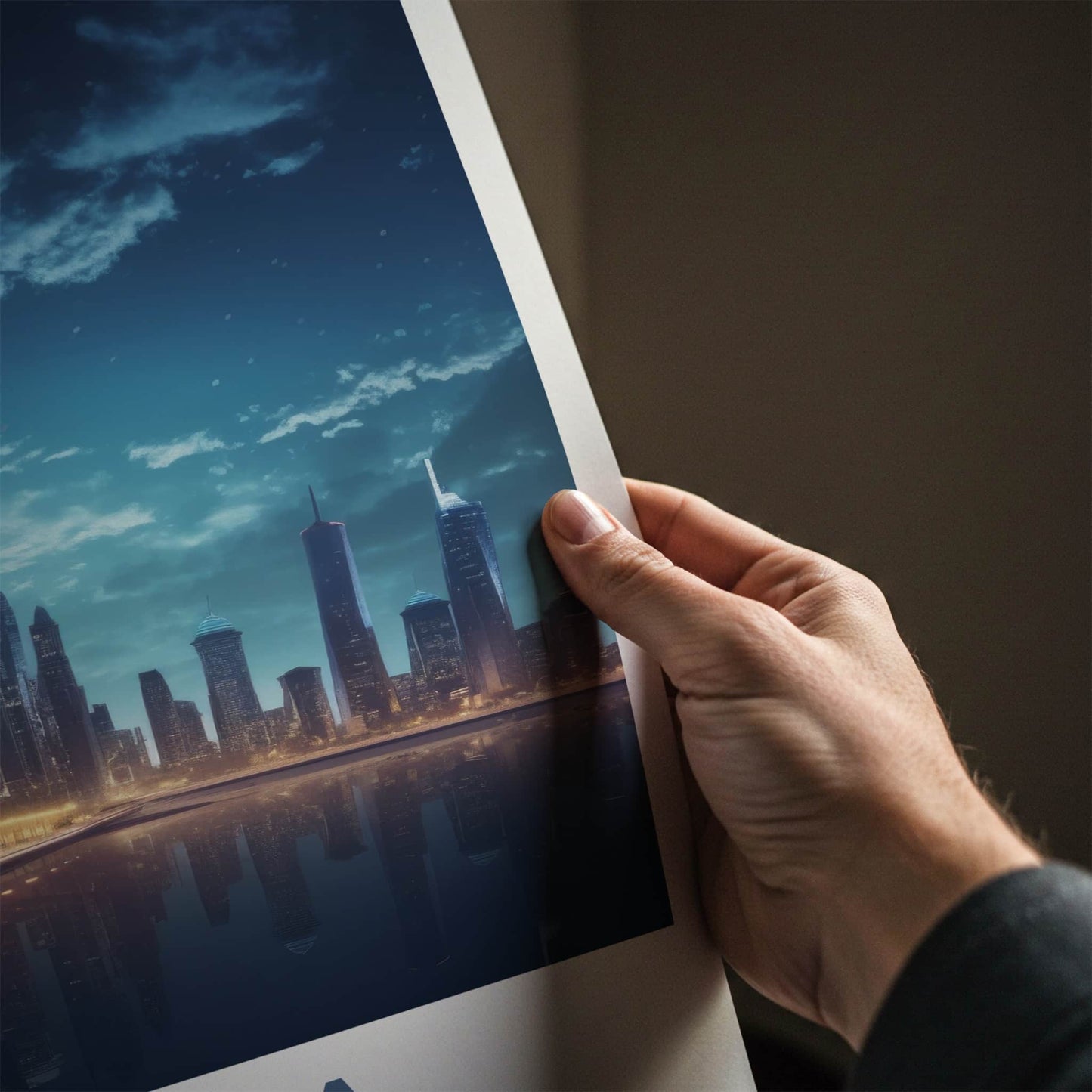 Doha Poster - Qatar Travel Art - Modern Skyline Reflection Home Decor
