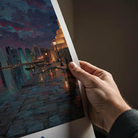 Doha Poster - Qatar Travel Art - Vibrant Waterfront Sunset Home Decor