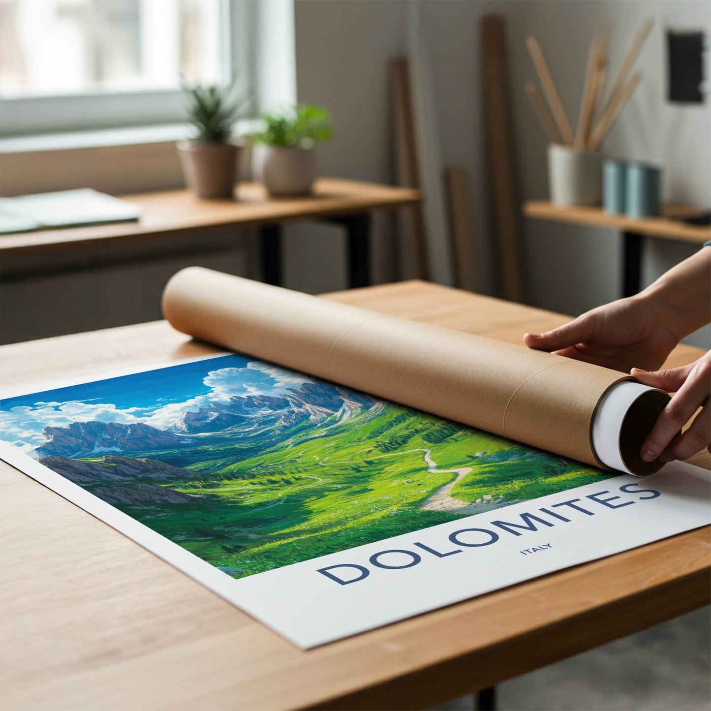 Dolomites Poster - Italy Travel Art - Lush Alpine Valley Home Decor