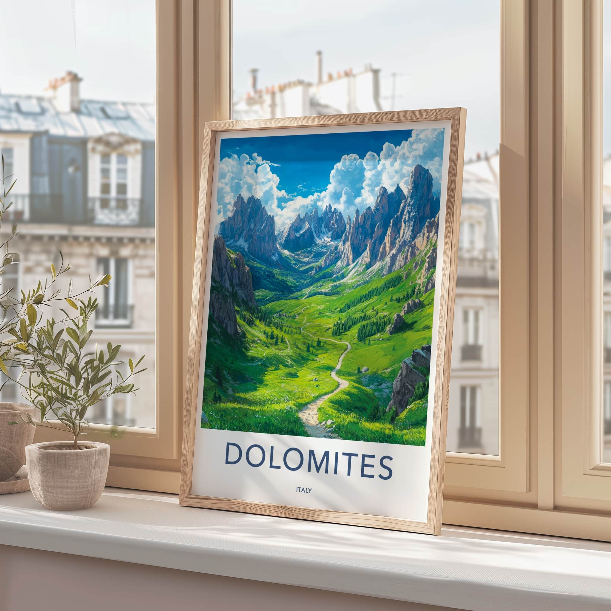 Dolomites Poster - Italy Travel Art - Lush Alpine Valley Home Decor