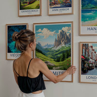 Dolomites Poster - Italy Travel Art - Majestic Mountain Vista Wall Decor