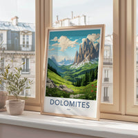 Dolomites Poster - Italy Travel Art - Majestic Mountain Vista Wall Decor