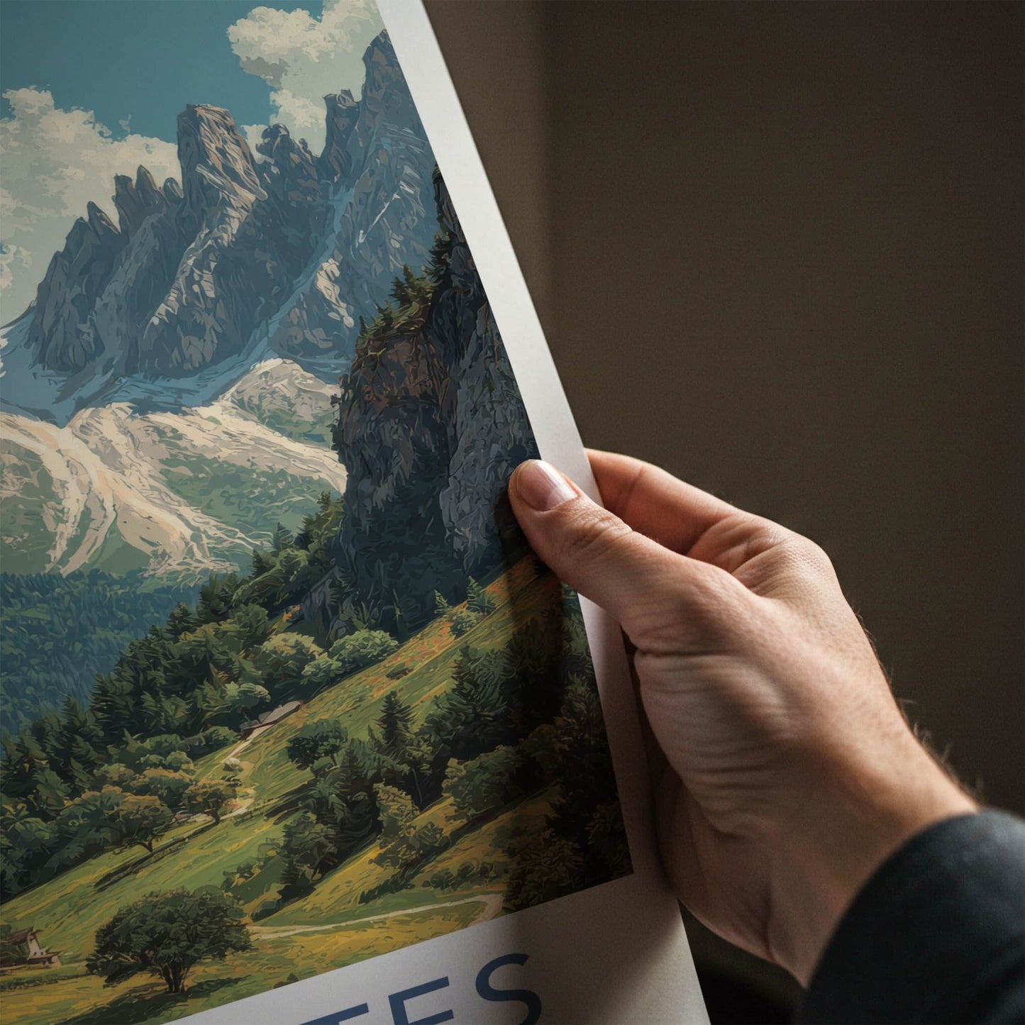 Dolomites Poster - Italy Travel Art - Mountain Village Valley Home Decor