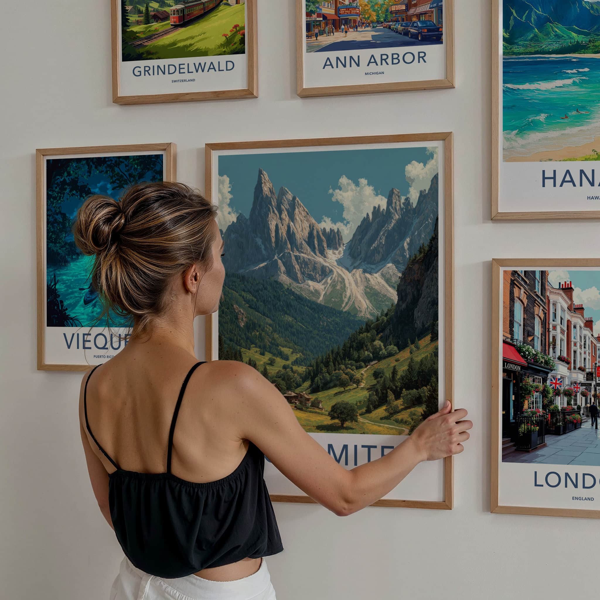 Dolomites Poster - Italy Travel Art - Mountain Village Valley Home Decor