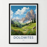 Dolomites Poster - Italy Travel Art - Serene Mountain Landscape Home Decor