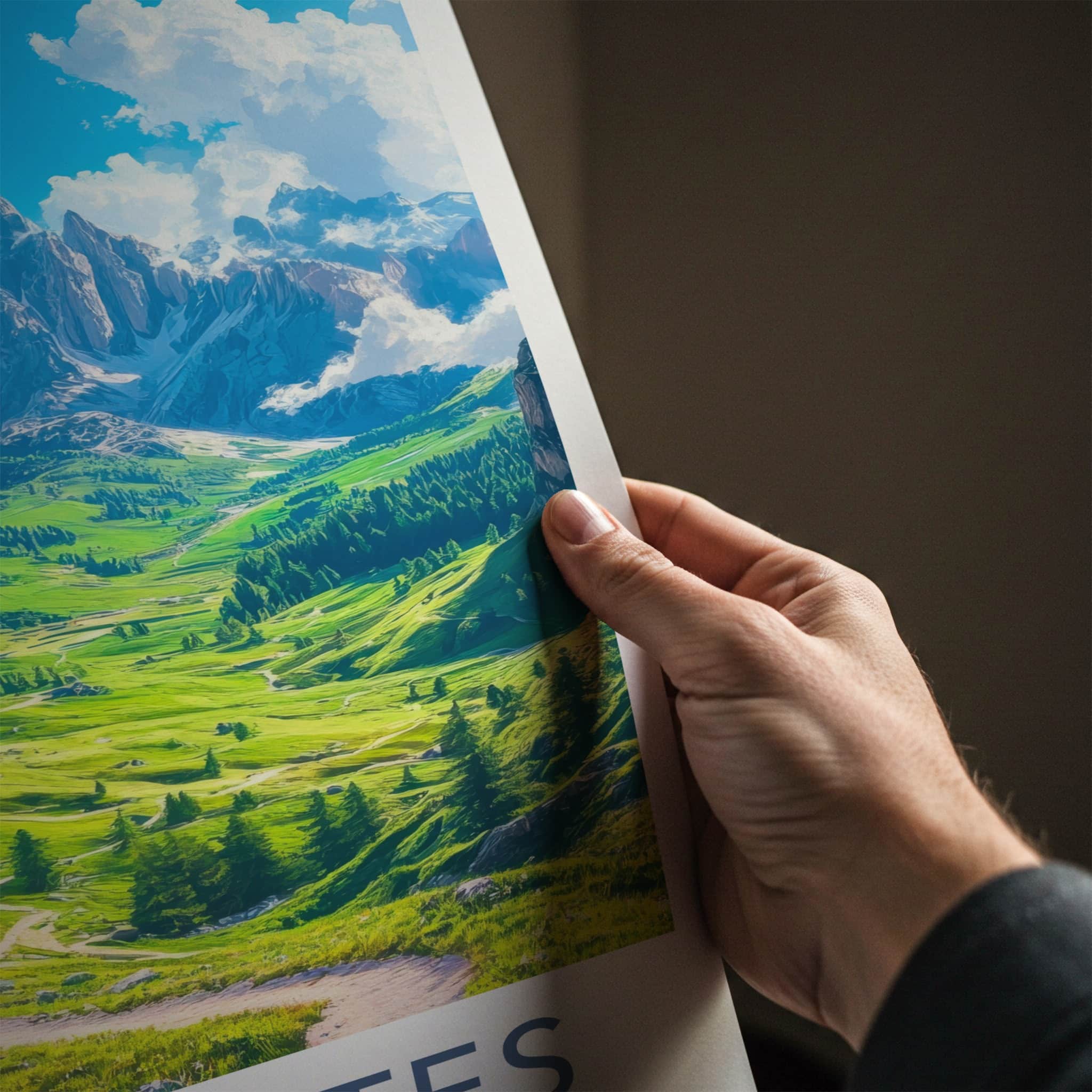 Dolomites Poster - Italy Travel Art - Winding Valley Path Home Decor