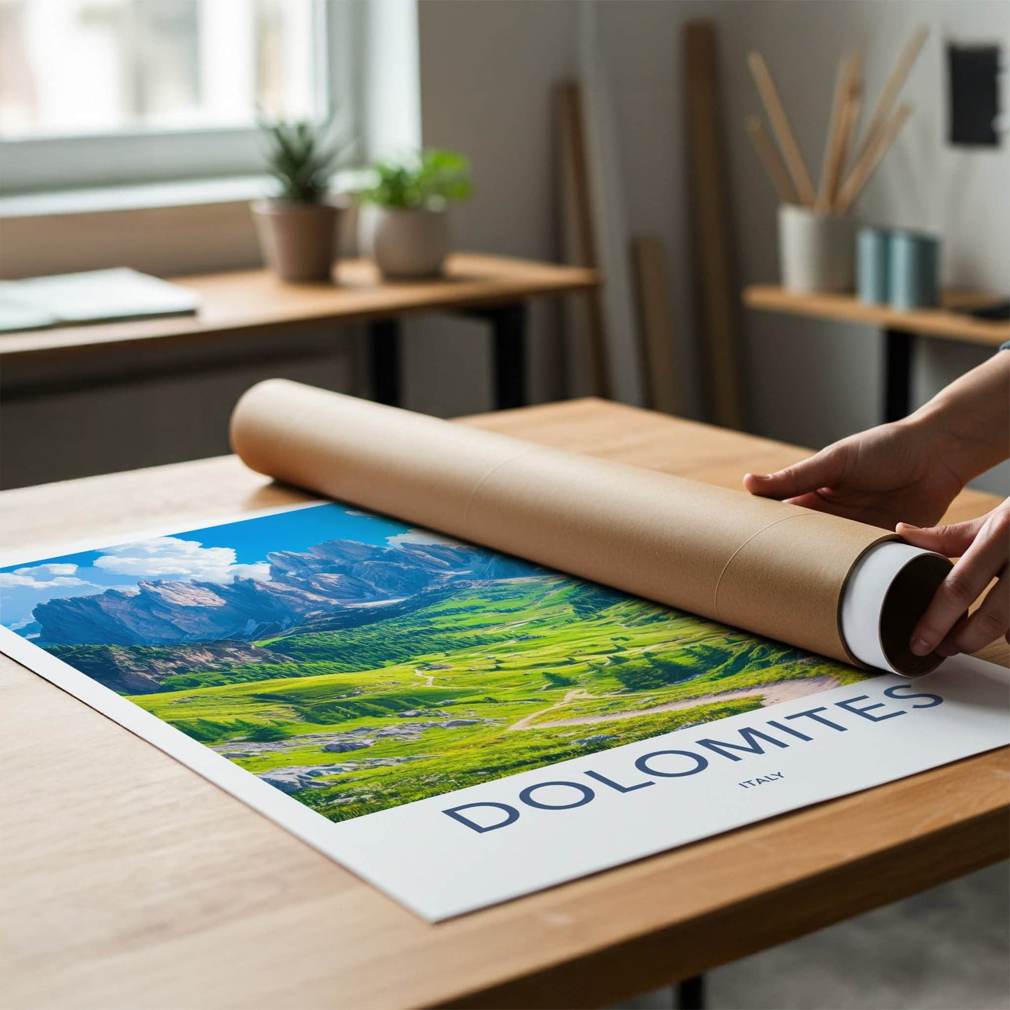 Dolomites Poster - Italy Travel Art - Winding Valley Path Home Decor
