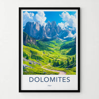 Dolomites Poster - Italy Travel Art - Winding Valley Path Home Decor