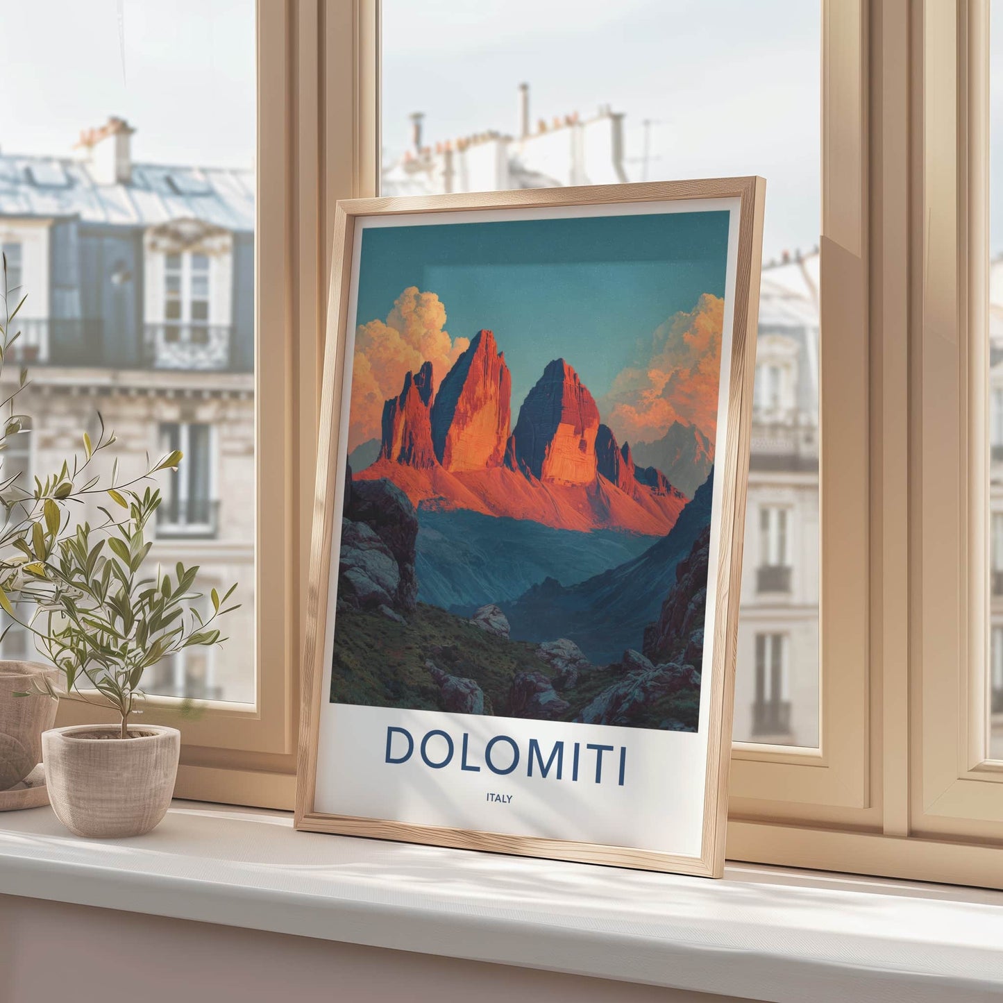 Dolomiti Poster - Italy Travel Art - Reddish Peaks Grand Home Decor