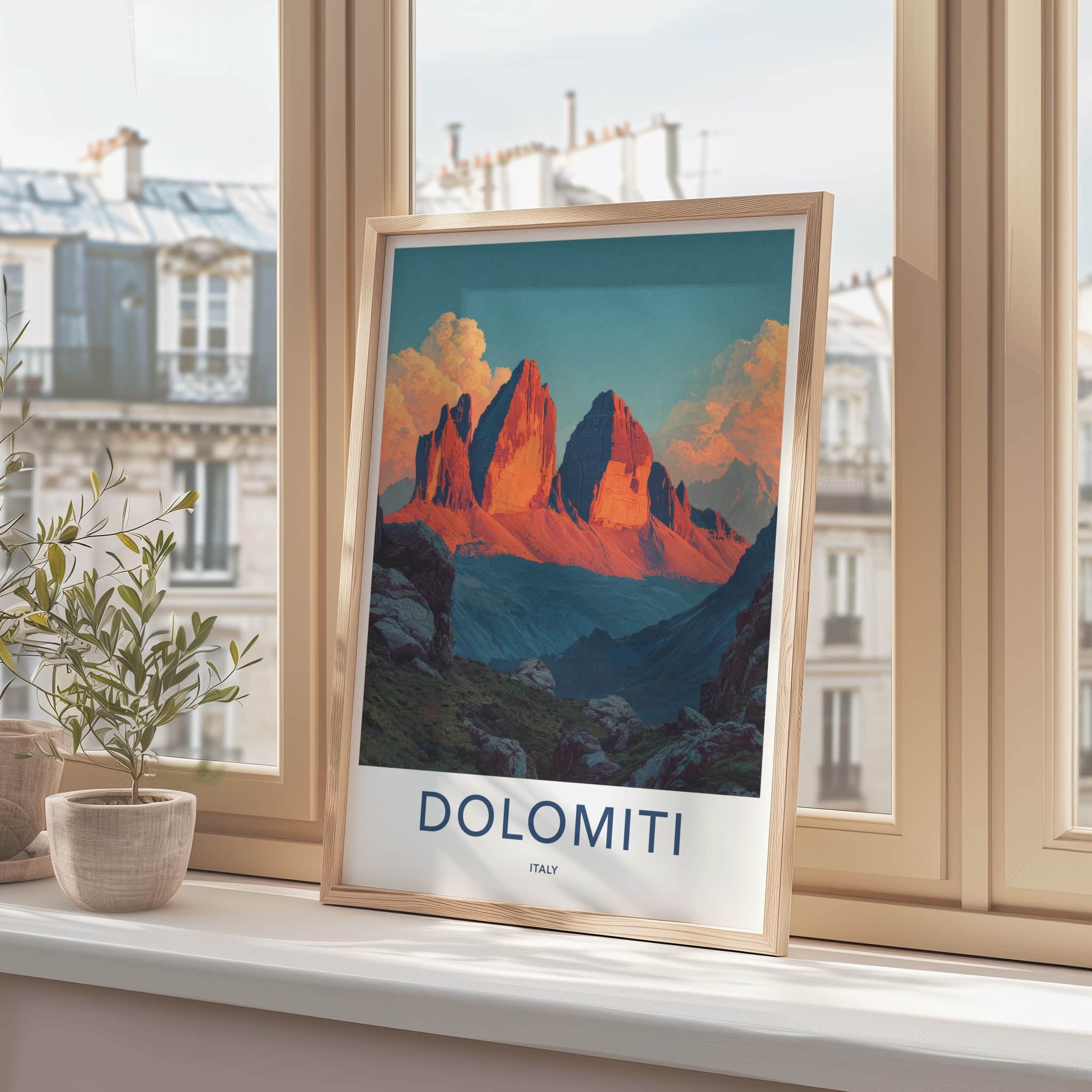 Dolomiti Poster - Italy Travel Art - Reddish Peaks Grand Home Decor