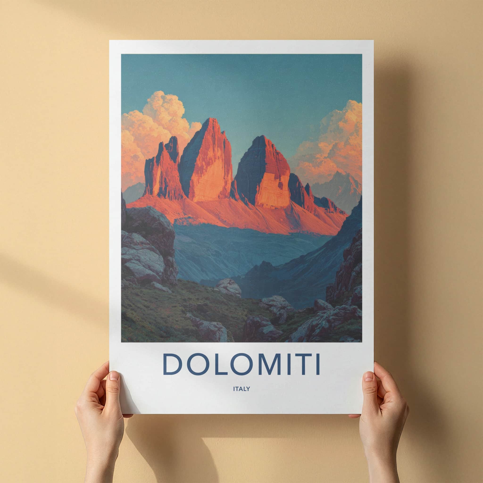 Dolomiti Poster - Italy Travel Art - Reddish Peaks Grand Home Decor
