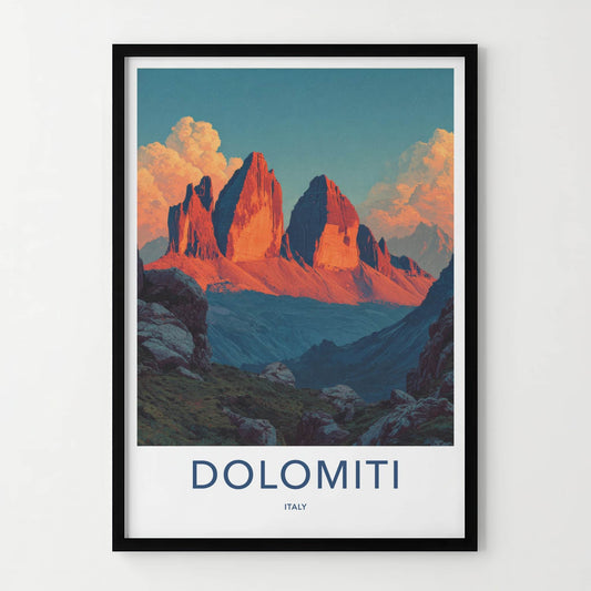 Dolomiti Poster - Italy Travel Art - Reddish Peaks Grand Home Decor