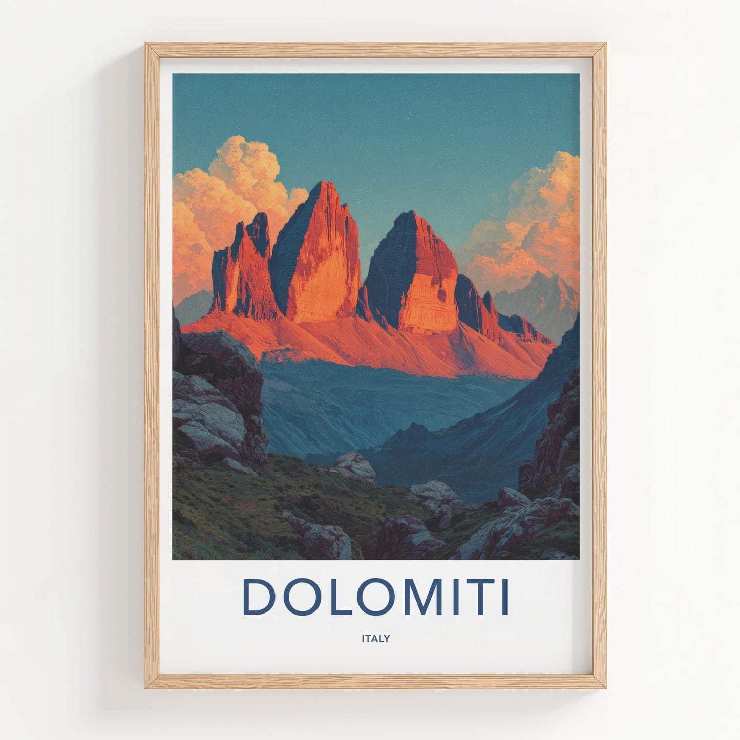 Dolomiti Poster - Italy Travel Art - Reddish Peaks Grand Home Decor