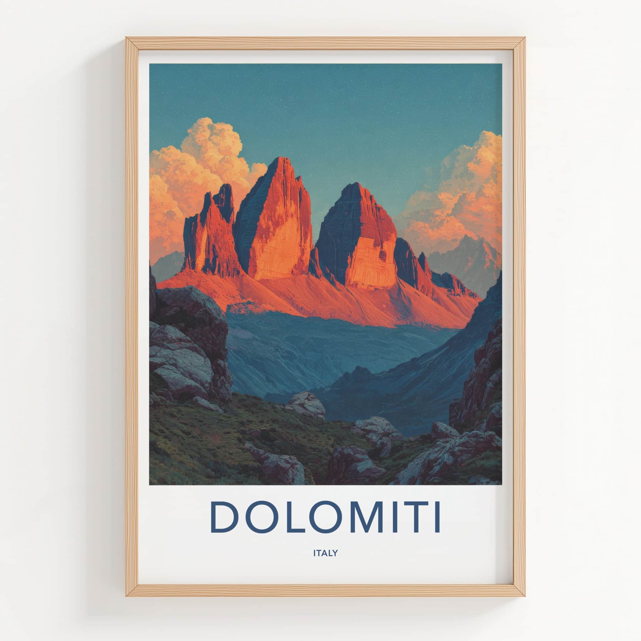 Dolomiti Poster - Italy Travel Art - Reddish Peaks Grand Home Decor