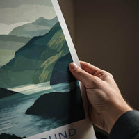 Doubtful Sound Poster - New Zealand Travel Art - Fjord Mountain Water Home Decor