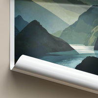 Doubtful Sound Poster - New Zealand Travel Art - Fjord Mountain Water Home Decor