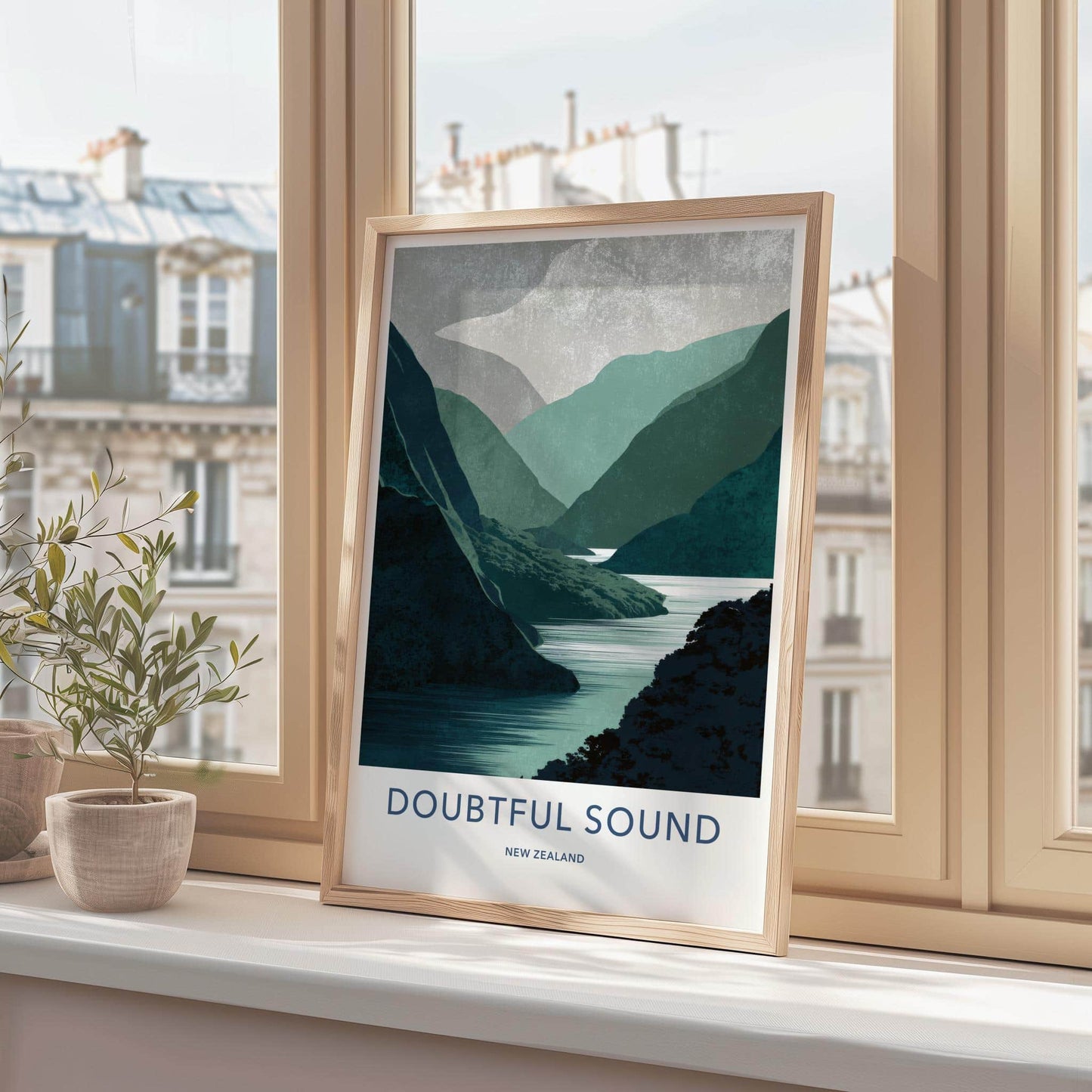 Doubtful Sound Poster - New Zealand Travel Art - Serene fjord waters Home Decor