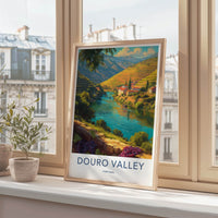 Douro Valley Poster Portugal River Boats Grapes Framed Art