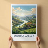 Douro Valley Poster - Portugal Travel Art - Green Terraced Vineyards Home Decor