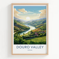 Douro Valley Poster - Portugal Travel Art - Green Terraced Vineyards Home Decor