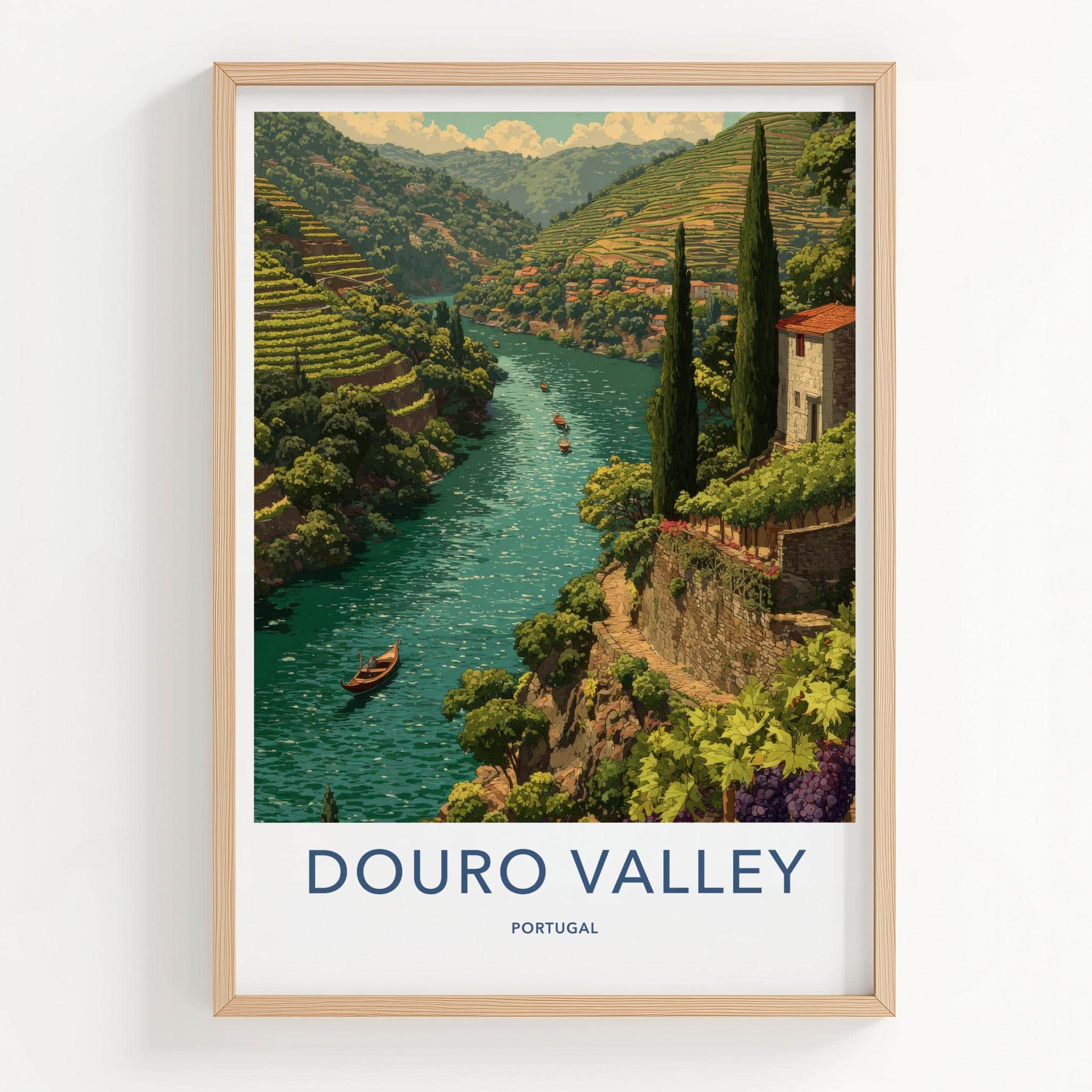 Douro Valley Poster - Portugal Travel Art - Scenic River Valley Home Decor