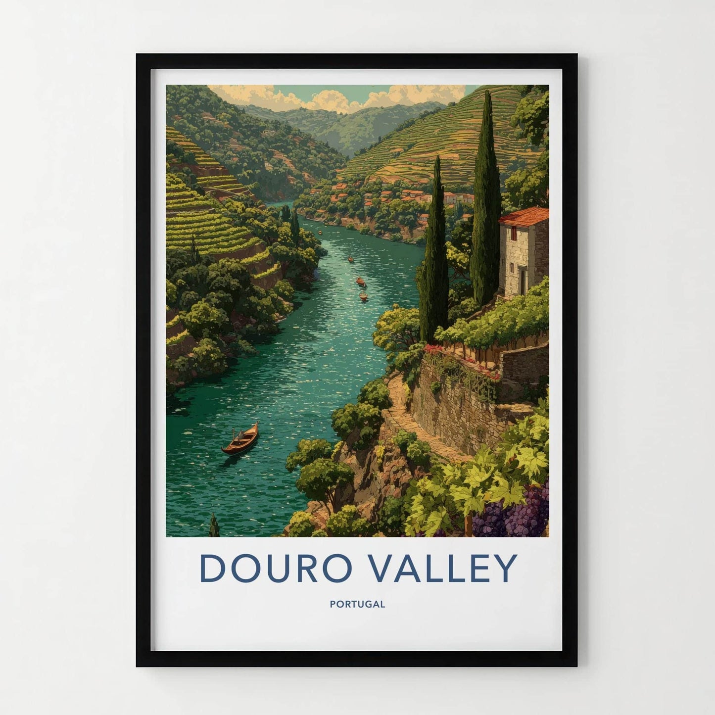 Douro Valley Poster - Portugal Travel Art - Scenic River Valley Home Decor
