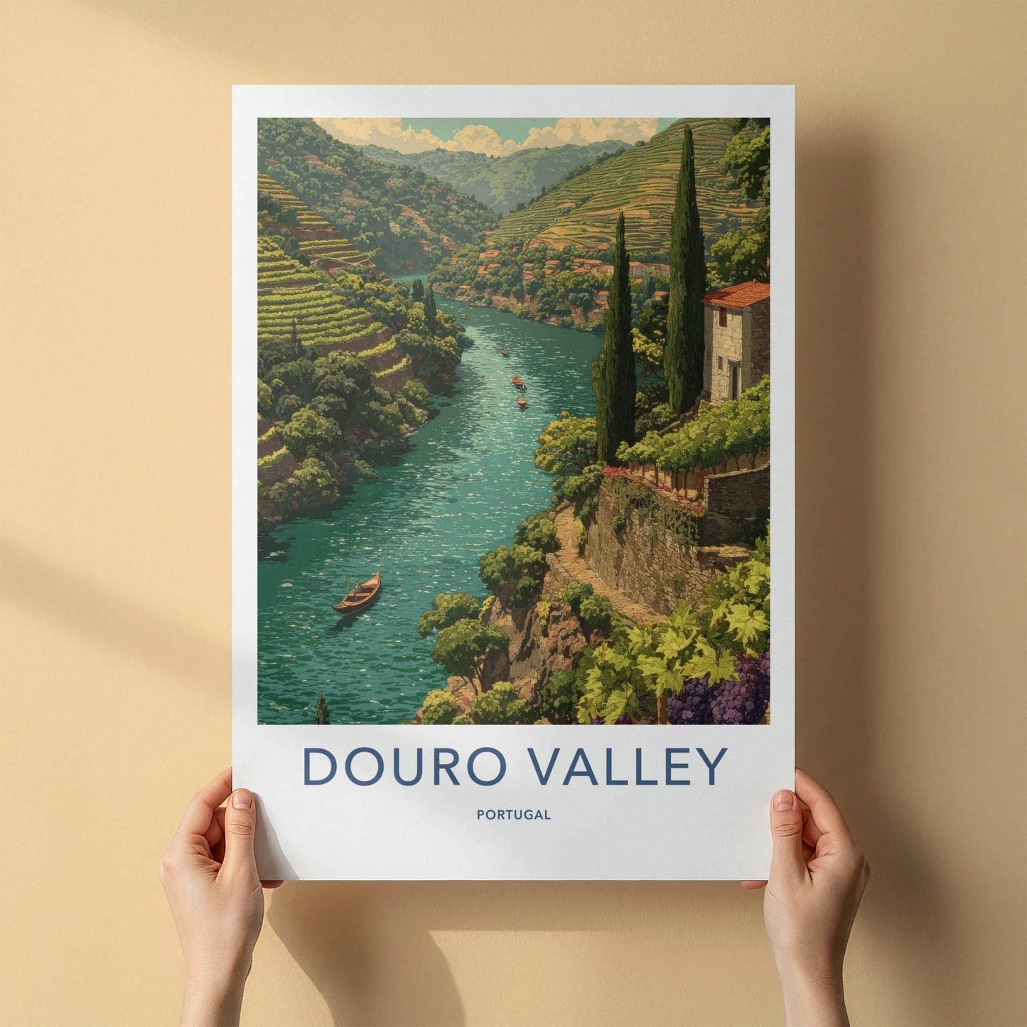 Douro Valley Poster - Portugal Travel Art - Scenic River Valley Home Decor