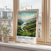 Douro Valley Poster - Portugal Travel Art - Terraced Vineyard River Home Decor