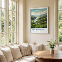 Douro Valley Poster - Portugal Travel Art - Terraced Vineyard River Home Decor