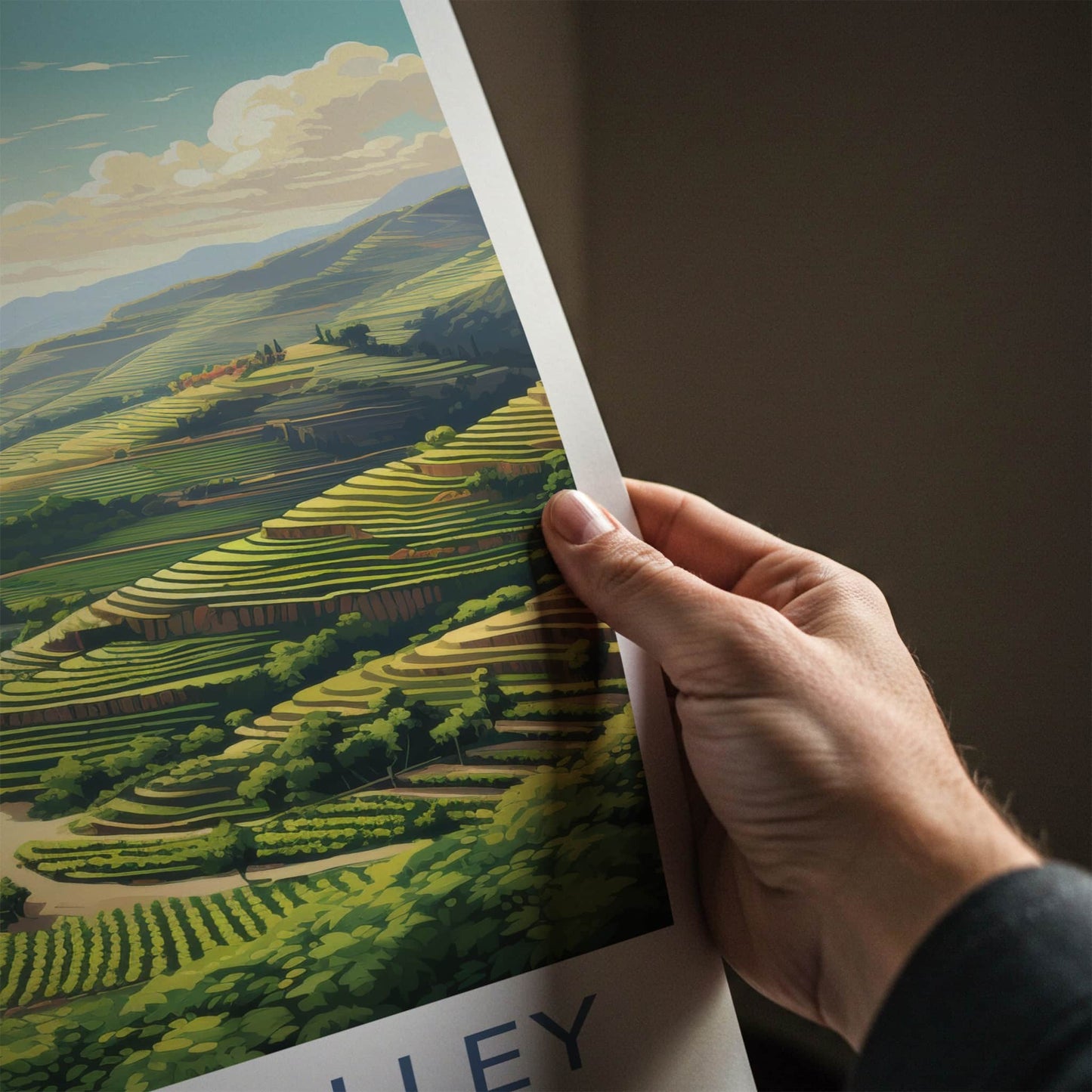 Douro Valley Poster - Portugal Travel Art - Terraced Vineyard River Home Decor