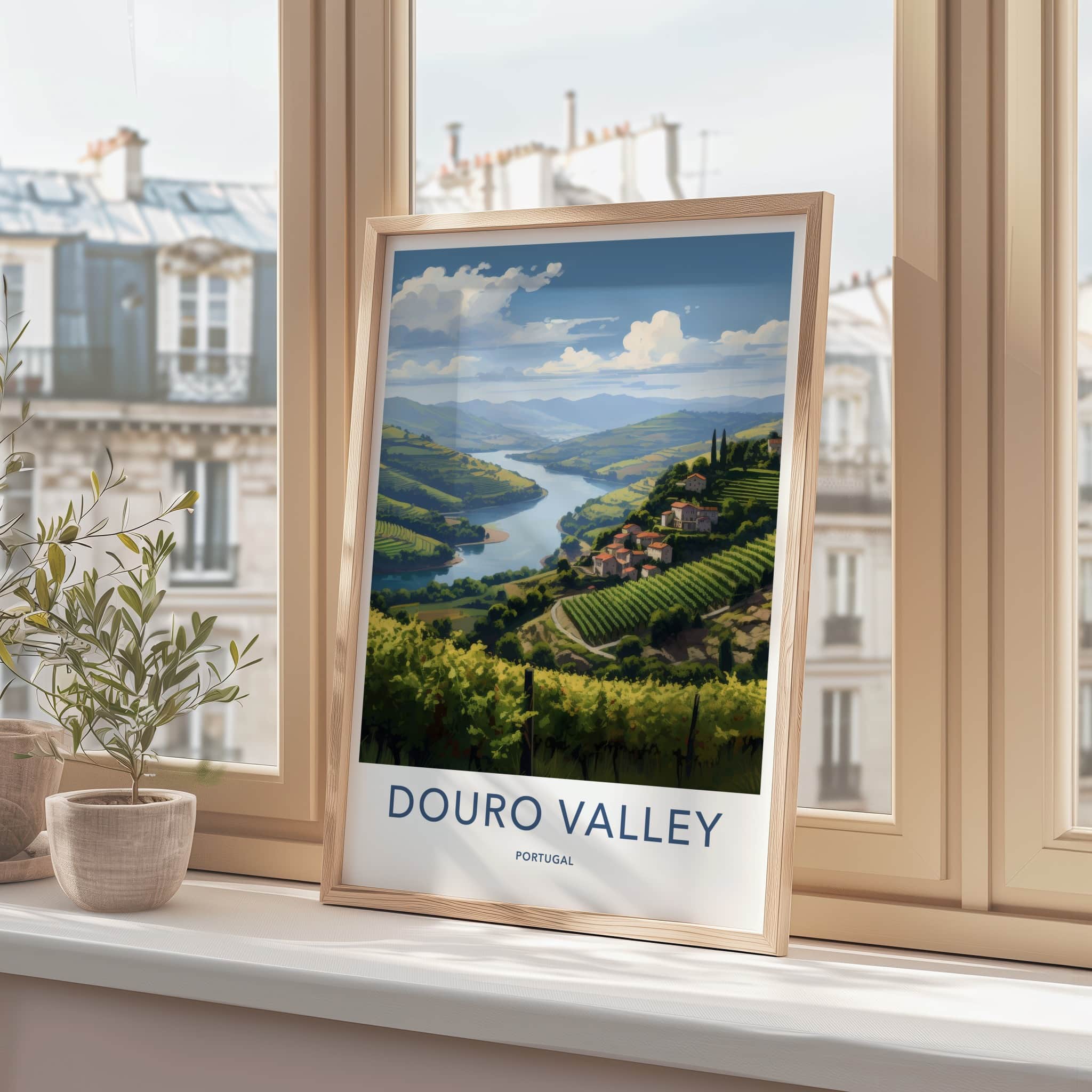 Douro Valley Poster - Portugal Travel Art - Vineyard Covered Hills Home Decor