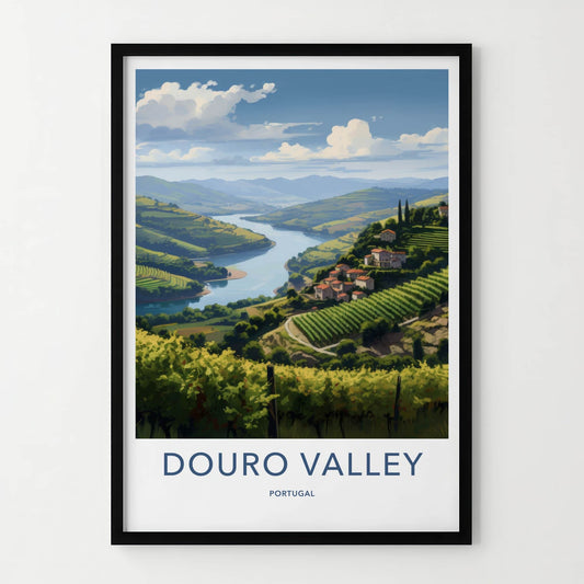 Douro Valley Poster - Portugal Travel Art - Vineyard Covered Hills Home Decor