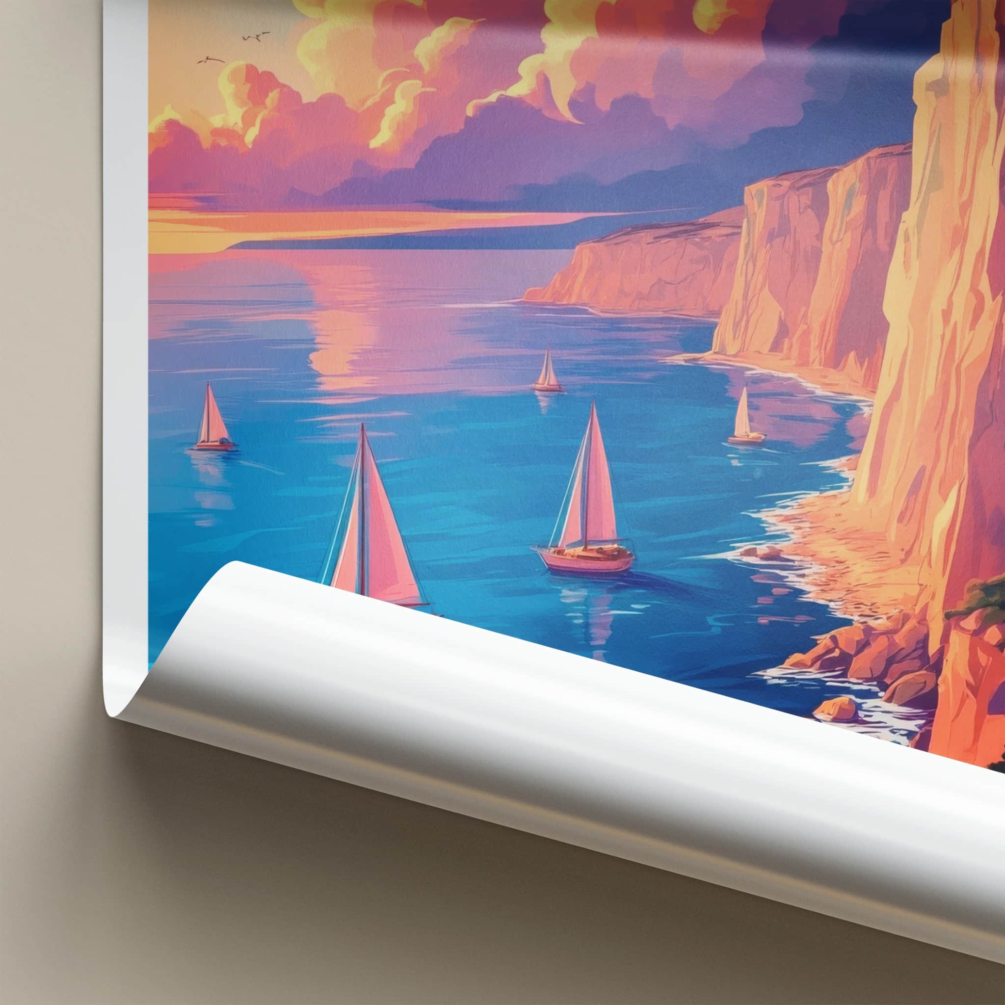 Dover Poster - England Travel Art - Vibrant Coastal Sunset Home Decor