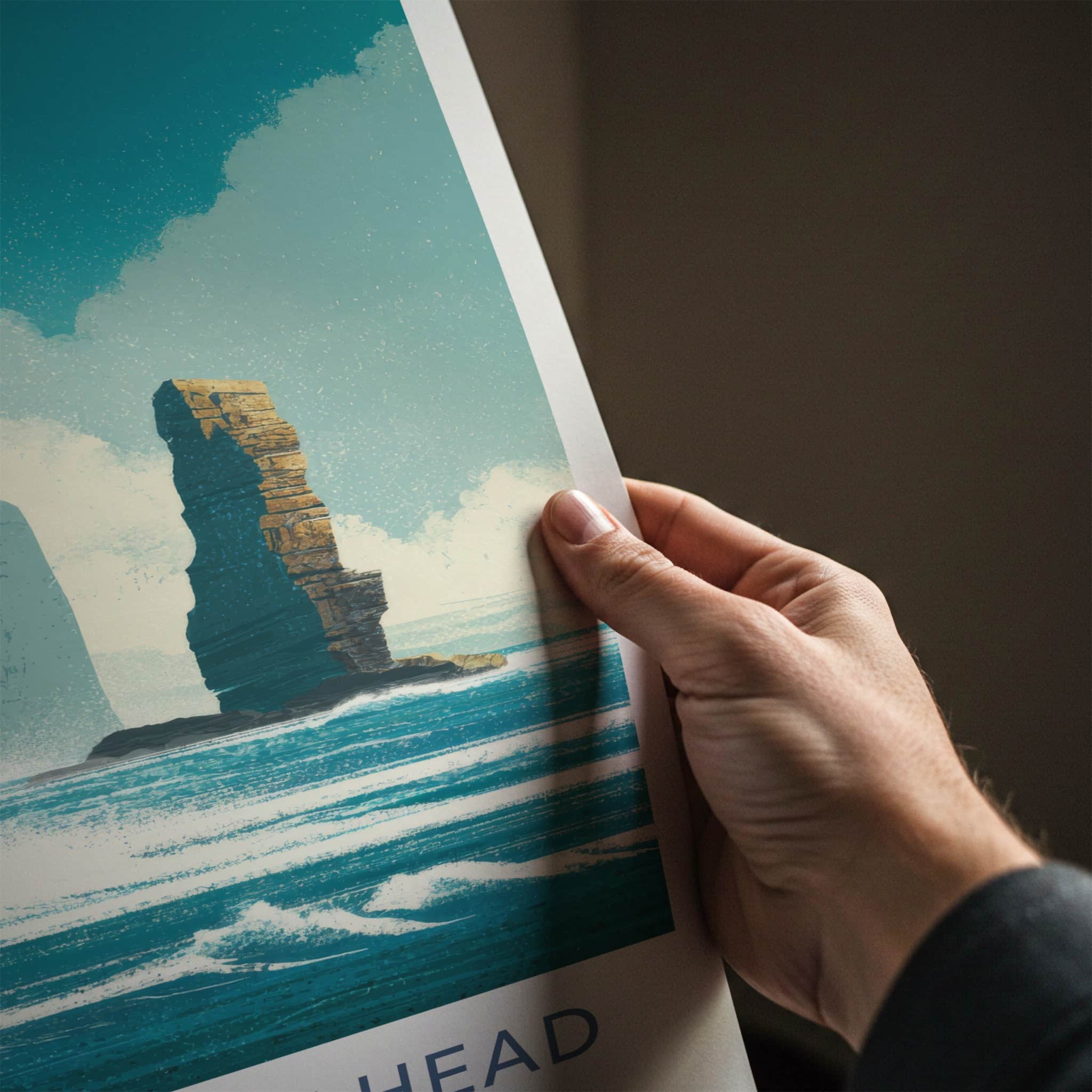 Downpatrick Head Poster - Ireland Travel Art - Sea Stack Coastal Gift