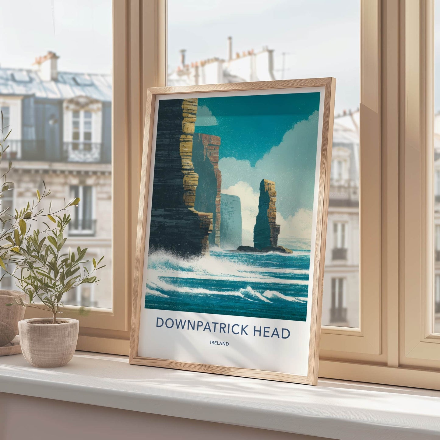 Downpatrick Head Poster - Ireland Travel Art - Sea Stack Coastal Gift