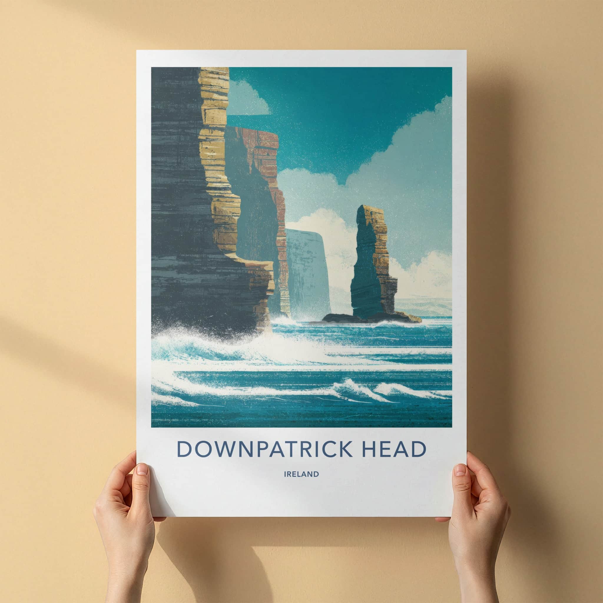 Downpatrick Head Poster - Ireland Travel Art - Sea Stack Coastal Gift