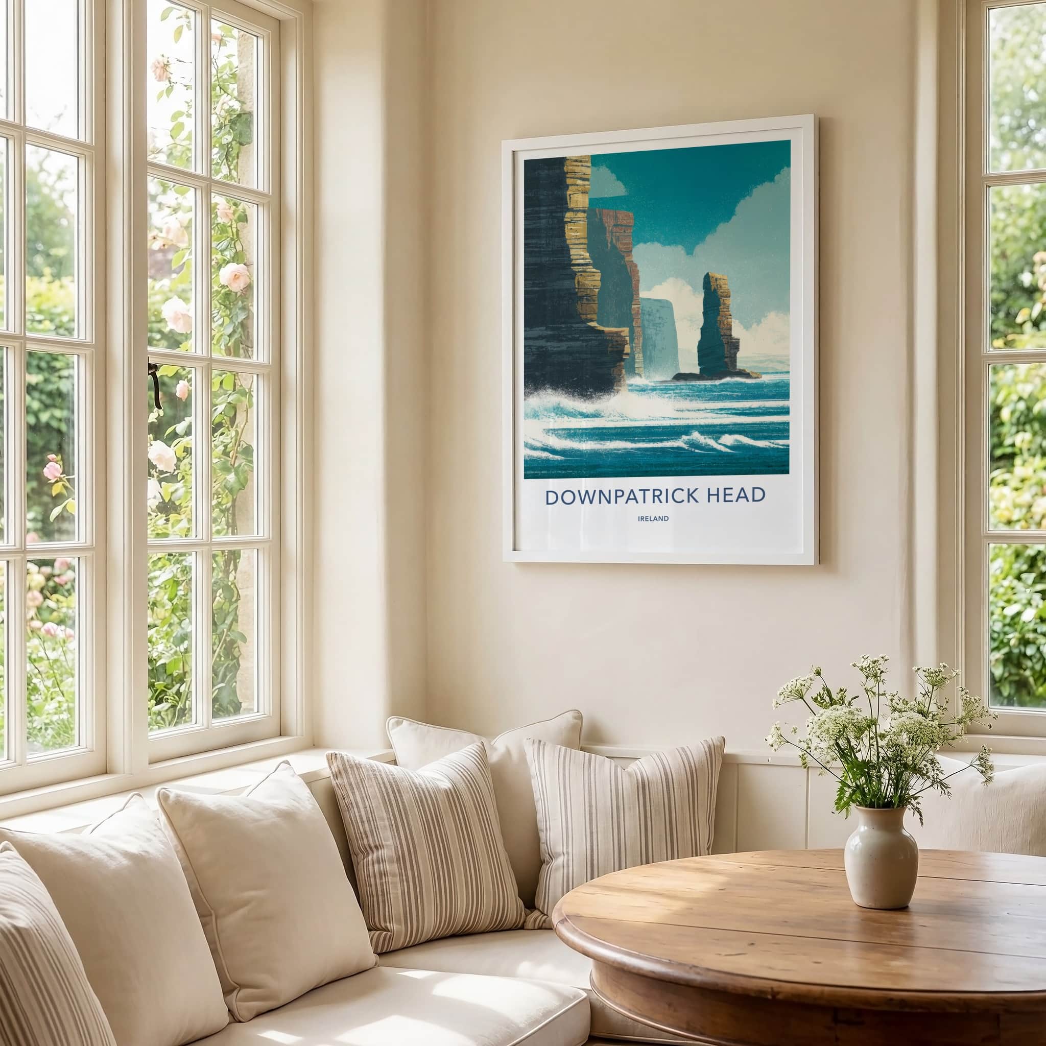 Downpatrick Head Poster - Ireland Travel Art - Sea Stack Coastal Gift