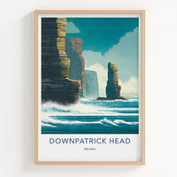 Downpatrick Head Poster - Ireland Travel Art - Sea Stack Coastal Gift