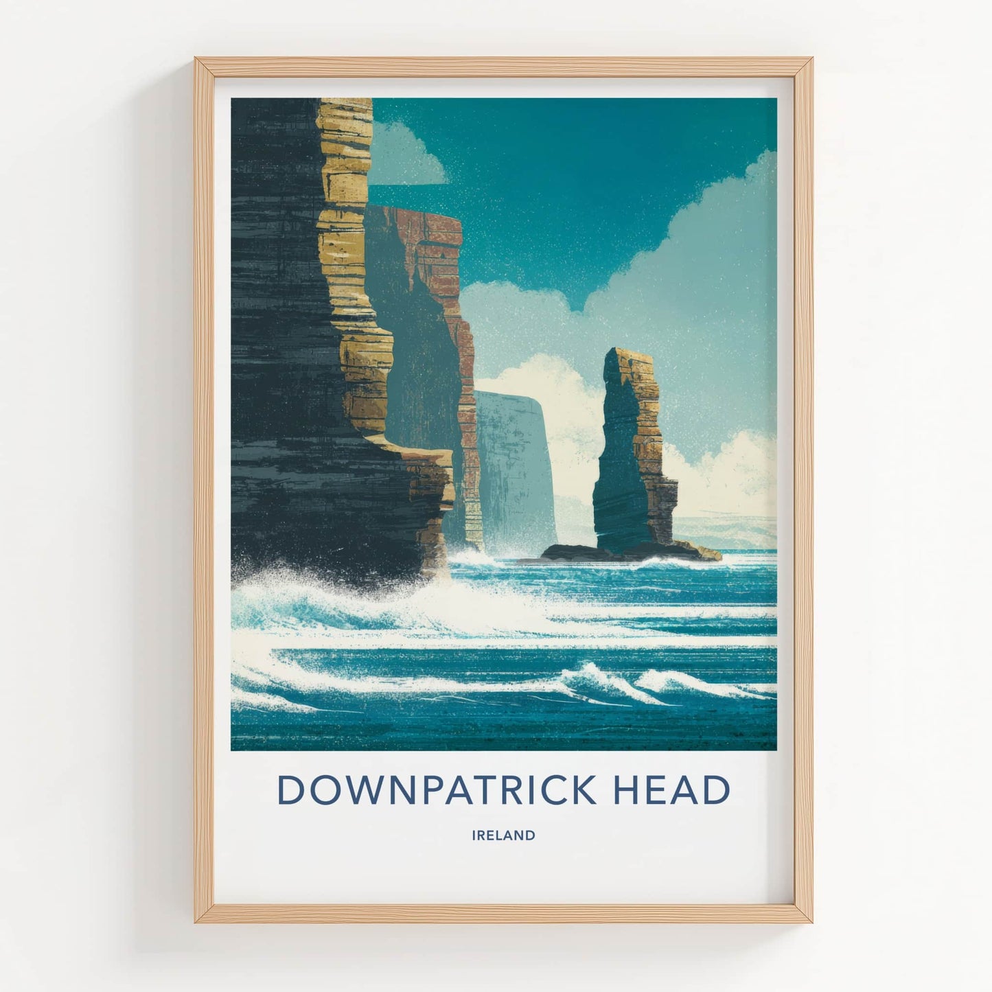 Downpatrick Head Poster - Ireland Travel Art - Sea Stack Coastal Gift