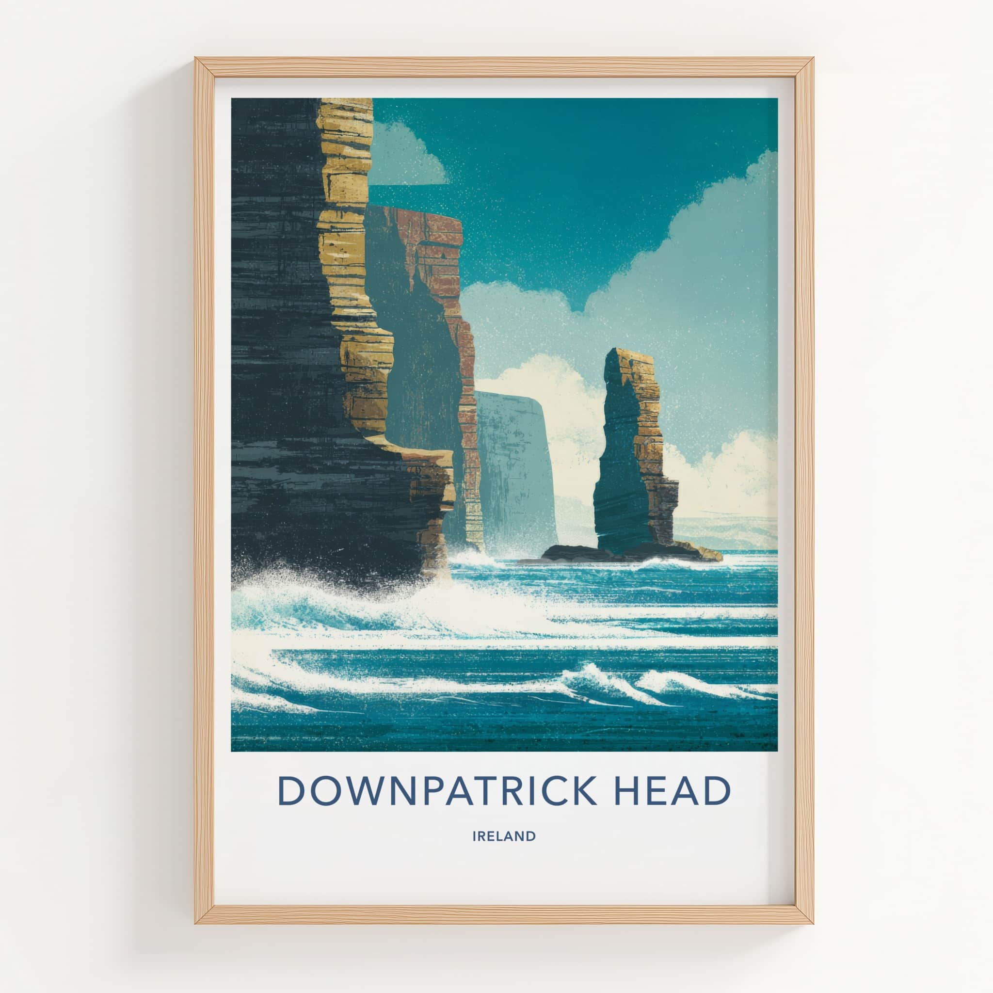 Downpatrick Head Poster - Ireland Travel Art - Sea Stack Coastal Gift