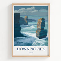 Downpatrick Poster - Ireland Travel Art - Layered Sea Stacks Home Art