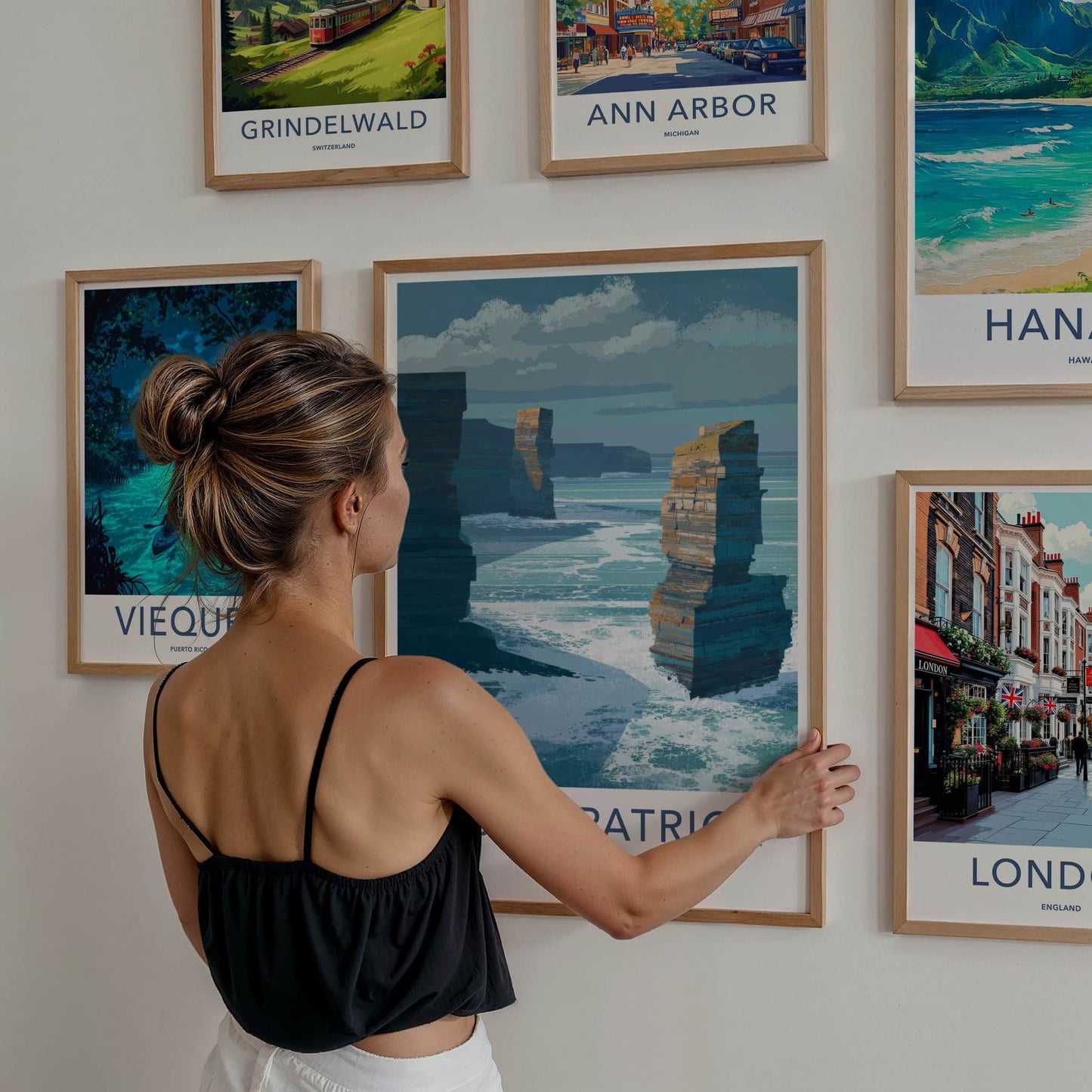 Downpatrick Poster - Ireland Travel Art - Layered Sea Stacks Home Art