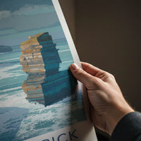 Downpatrick Poster - Ireland Travel Art - Layered Sea Stacks Home Art