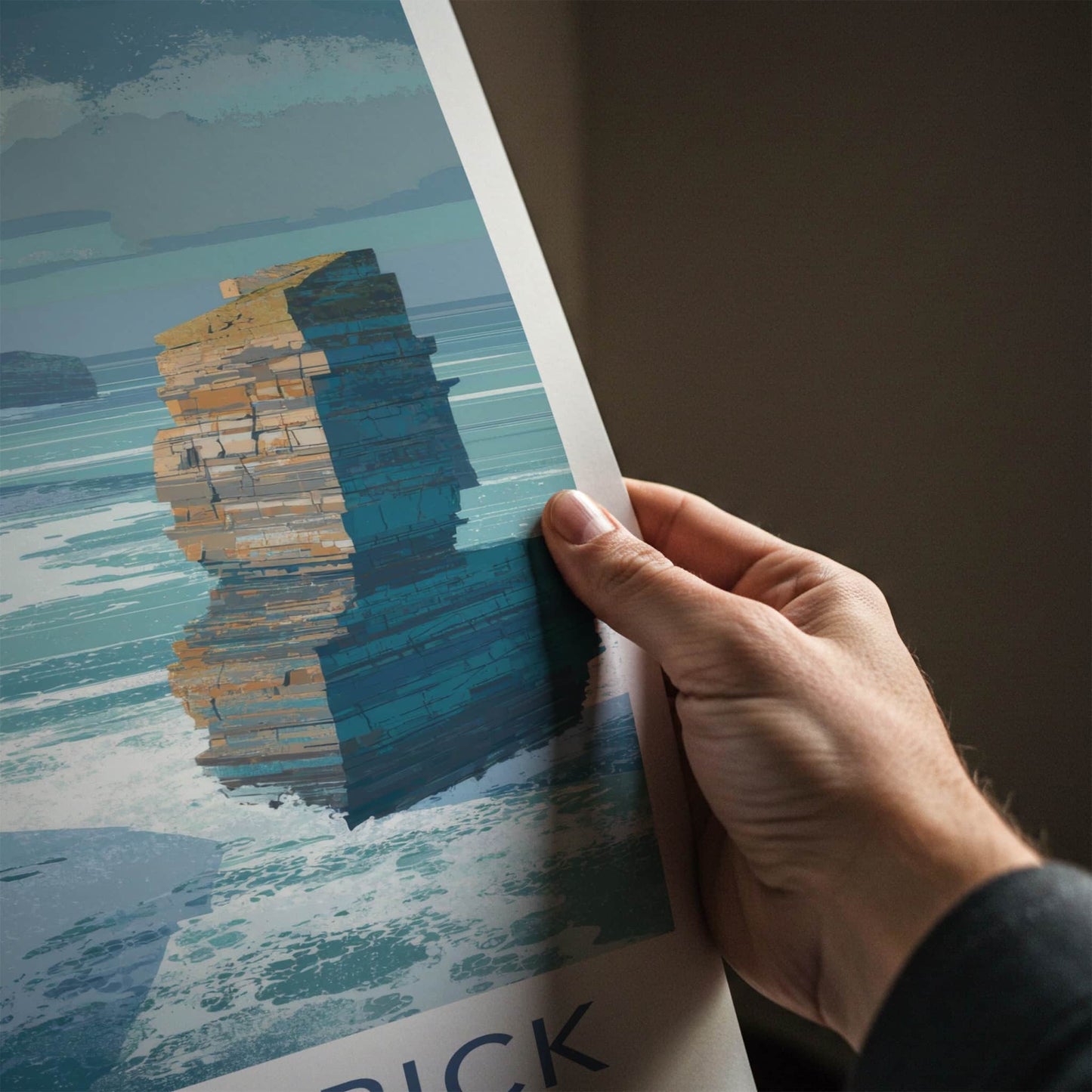 Downpatrick Poster - Ireland Travel Art - Layered Sea Stacks Home Art