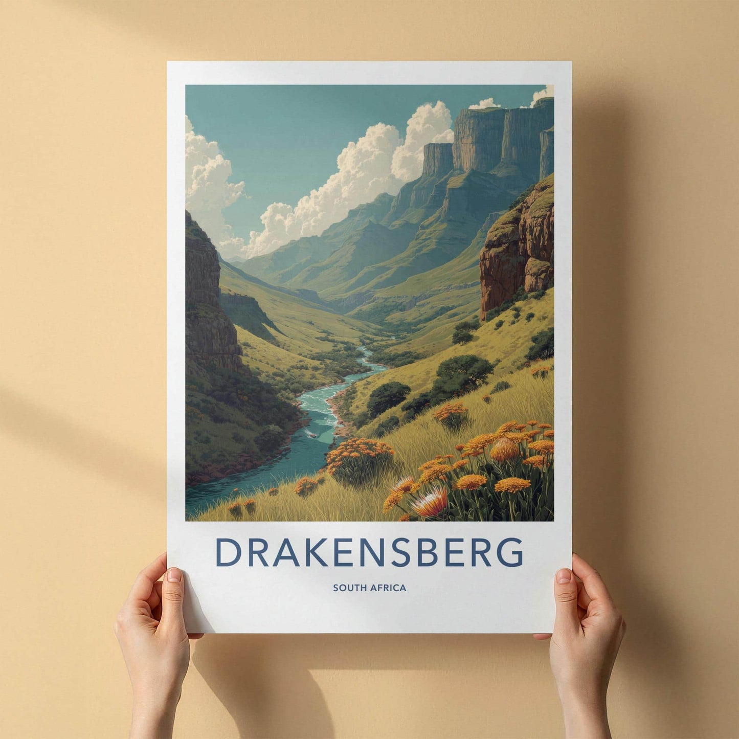 Drakensberg Poster - South Africa Scenic Art - Lush River Valley Wall Decor